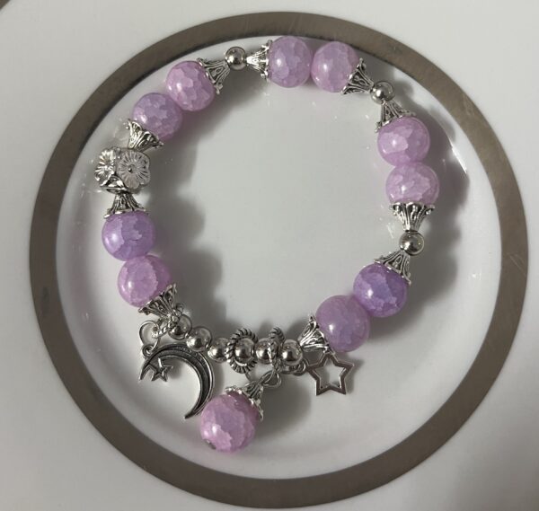 star/mooncharm purple marbelbeaded bracelet pandora style